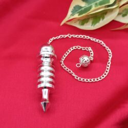 4 Plate Ring Brass Dowsing Pendulum - Silver