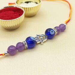 Amethyst Rakhi with Evil Eyes for Bhayya