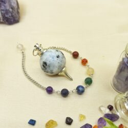 Rainbow Moonstone Healing Round Crystal Pendulum